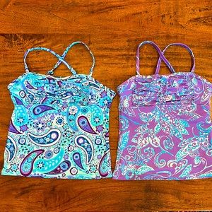 BUNDLE OF 2 Lands’ End Kids Tankini Swim Tops